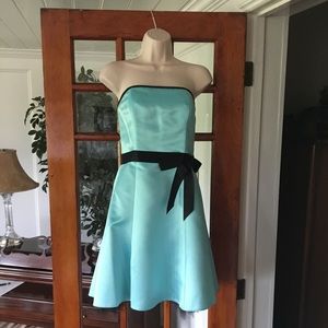 Aqua satin cocktail dress